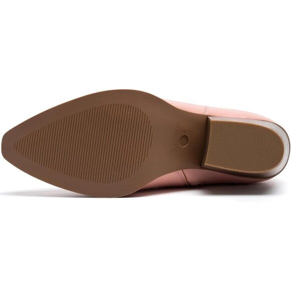 Anjoufemme Mid-Calf Booot Women Pink Polyurethane Embroidered Round-toe - Picture 8 of 8